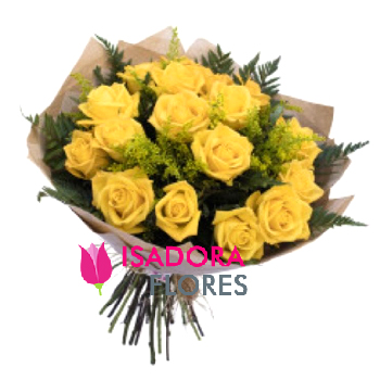 Buquê Amor Radiante ♥ com Rosas 12 Amarelas