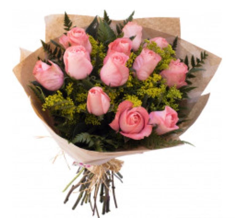 Buquê Promessa de Amor ♥ com 12 rosas cor de rosa