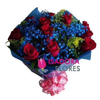 Buquê de Rosas vermelhas com Gypso Blue