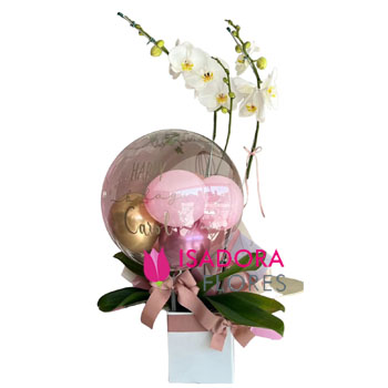 Orquídea e balão bubble personalizado